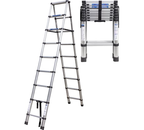 Стремянка телескопическая алюминиевая бытовая Scheppach 2м (9+9 ступ.) Sch-UP260-2(65707)