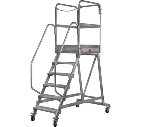 Лестница-подмости передвижная односторонняя с платформой Новая Высота NV 5511, 1x6 ступеней 200 мм, траверса 5511106