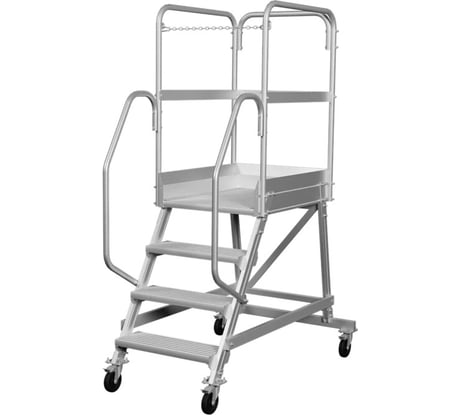 Лестница-подмости передвижная односторонняя Новая Высота с платформой NV 5511, 1x4 ступени 200 мм, траверса 5511104