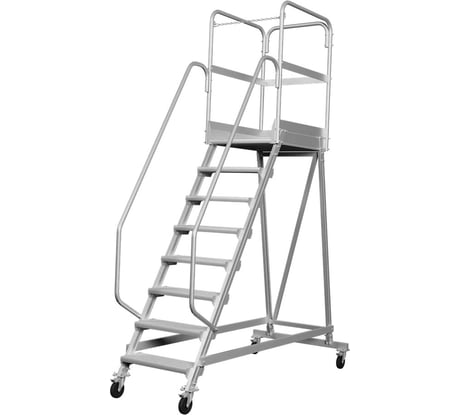 Лестница-подмости передвижная односторонняя Новая Высота с платформой NV 5511, 1x8 ступеней 200 мм, траверса 5511108