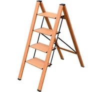 Стремянка алюминиевая Алюмет с широкими ступенями, цвет - дерево, 4 ступени AWD104
