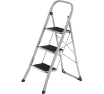 Стремянка стальная СИБРТЕХ 3 широкие ступени 20x30 см с полимерным покрытием // 97727