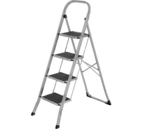 Стремянка стальная СИБРТЕХ 4 широкие ступени 20x30 см с полимерным покрытием // 97728