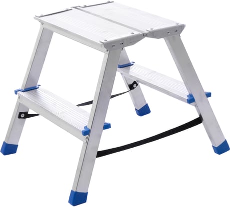 Стремянка STAIRS алюминиевая двухсторонняя с мини-платформой 2 ступени AMP202