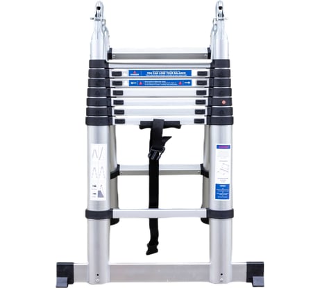 Лестница-стремянка телескопическая алюминиевая бытовая Scheppach 2.5+2.5м, 8+8 ступеней Sch-UP250-M(62498)