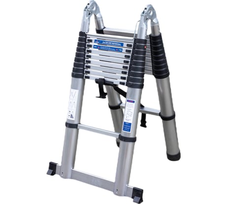 Лестница-стремянка телескопическая алюминиевая бытовая Scheppach 3.2+3.2м, 10+10 ступеней Sch-UP320-M(62499)