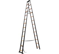 Стремянка телескопическая ISMA алюминевая, бытовая, 5м (13+13 ступенек) ISMA-UP500-2(62699)