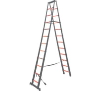 Стремянка телескопическая ISMA алюминевая, бытовая, 3.5м (12+12 ступенек) ISMA-UP350-2(62695)