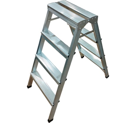 Стремянка двусторонняя ООО МЗТ 4 ступени, оцинкованная сталь stepladder4x4