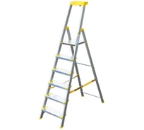 Стремянка алюминиевая Алюмет с анодированным покрытием профессиональная, широкими ступенями 6 ступени и органайзером. Серия AS706AK015