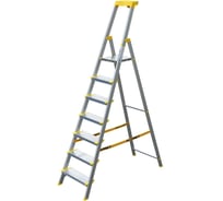 Стремянка алюминиевая Алюмет с анодированным покрытием профессиональная, широкими ступенями 7 ступеней и органайзером. Серия AS707AK015