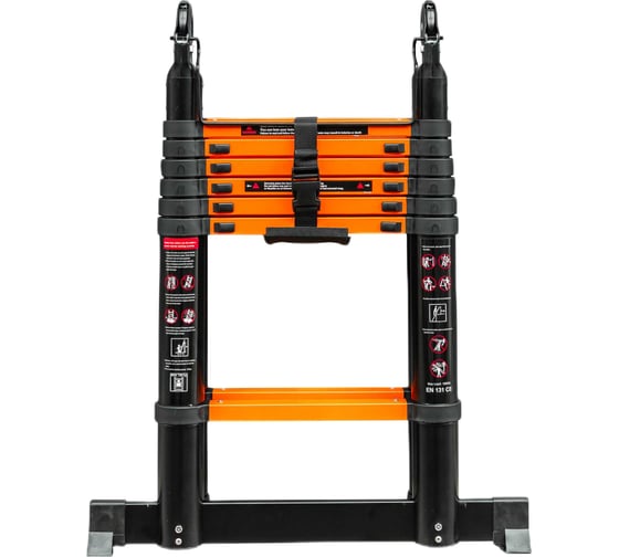 Лестница-стремянка телескопическая алюминевая бытовая ISMA 2.2+2.2м (7+7 ступенек) ISMA-UP220-M(62704) 1