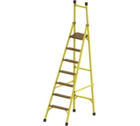 Стремянка стеклопластиковая диэлектрическая ООО "ЛУЧ" с вертикальной опорой телеком с широкими ступенями ССВ-2,4ТШ-Ф40П