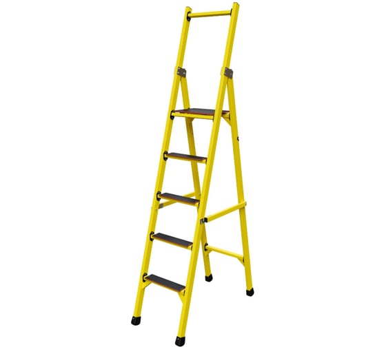 Стремянка диэлектрическая стеклопластиковая ООО "ЛУЧ" с симметричной опорой телеком с широкими ступенями ССС-2,1ТШ-Ф40П 1