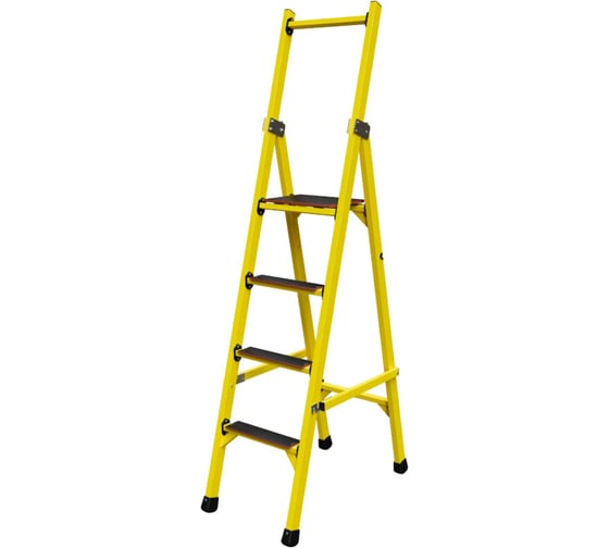 Стремянка диэлектрическая стеклопластиковая ООО "ЛУЧ" с симметричной опорой телеком с широкими ступенями ССС-1,8ТШ-Ф40П 1