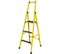 Стремянка диэлектрическая стеклопластиковая ООО "ЛУЧ" с симметричной опорой с широкими ступенями ССС-1,9Ш-Ф40П