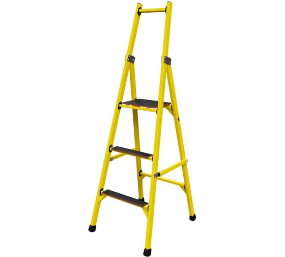 Стремянка диэлектрическая стеклопластиковая ООО "ЛУЧ" с симметричной опорой с широкими ступенями ССС-1,9Ш-Ф40П 1