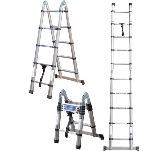 Лестница-стремянка телескопическая Scheppach алюминий, бытовая, 1.6+1.6м (5+5 ступенек) Sch-UP160-M(65702) 1