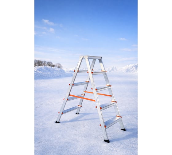 Стремянка алюминиеваяЭйфель Библио 80 - 205 ВАРИАНТ