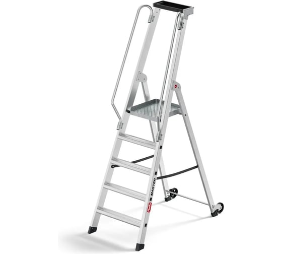 Стремянка с колесами и рабочей площадкой Hailo Master P80 5 ступеней 10000118