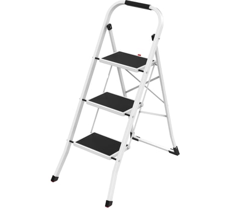 Стремянка Zalger SCALA 3 шир.ступ. с ковриком, сталь, белая 100-3