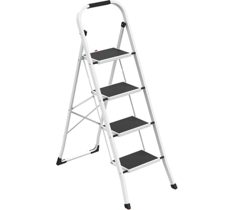 Стремянка Zalger SCALA 4 шир.ступ. с ковриком, сталь, белая, арт. 100-4