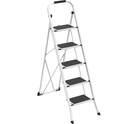 Стремянка Zalger SCALA 5 шир.ступ. с ковриком, сталь, белая, арт. 100-5