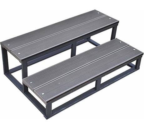 Цельносварная лестница УЛИЧНЫЕ ЛЕСТНИЦЫ Медиум 2 ступени, из ДПК, 34x100x61 см MP-MDM-2