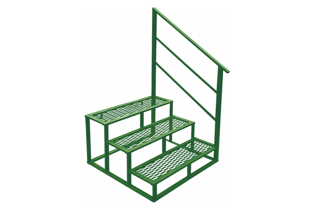 Лестница УЛИЧНЫЕ ЛЕСТНИЦЫ Медиум 3 ступени, зеленые, из ПВЛ, с перилой  справа MP-MDM-3-PVL-PP-Z - выгодная цена, отзывы, характеристики, фото -  купить в Москве и РФ