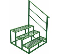 Лестница УЛИЧНЫЕ ЛЕСТНИЦЫ Медиум 3 ступени, зеленые, из ПВЛ, с перилой справа MP-MDM-3-PVL-PP-Z