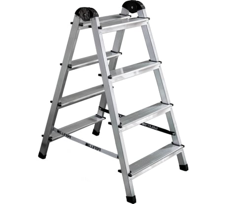 Алюминиевая 4-х ступенчатая двухсторонняя стремянка Perilla 111404