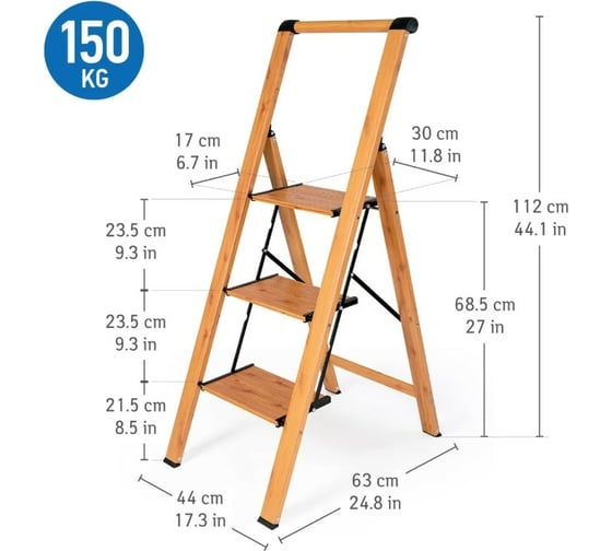 Стремянка из алюминия с тремя ступенями Tatkraft -a- Up 15845