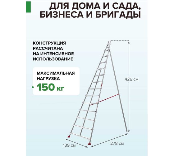 Садовая стремянка Новая Высота 1x14 ступеней 3191114