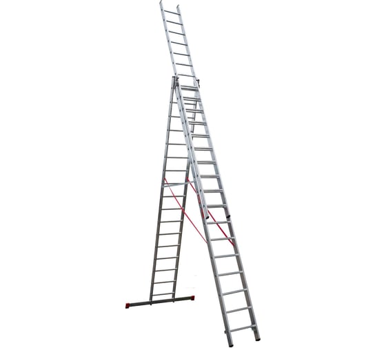 Алюминиевая трёхсекционная профессиональная лестница Новая Высота Проф 3x17 перекладин 604317 1