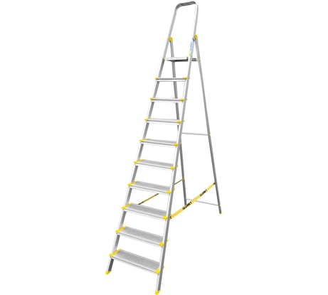 Алюминиевая профессиональная с анодированным покрытием стремянка Алюмет с широкими ступенями 10 ступеней. Серия АS710