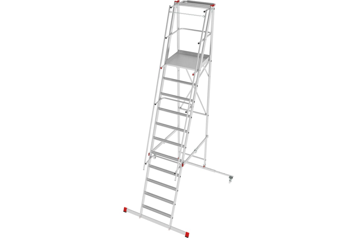 Передвижная, складная лестница-стремянка с платформой Новая Высота NV 5540,  1x11 ступеней 5540111 - выгодная цена, отзывы, характеристики, фото -  купить в Москве и РФ