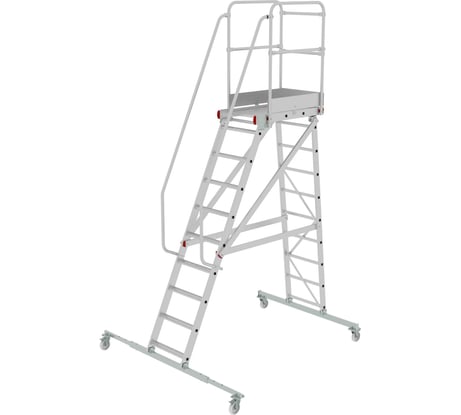 Передвижная односторонняя лестница-подмости с платформой Новая Высота NV 5510, 1x10 ступеней 5510110