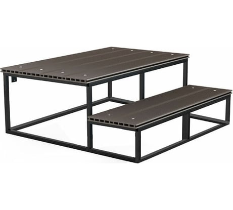 Крыльцо УЛИЧНЫЕ ЛЕСТНИЦЫ Эко ширина 120 см, 2 ступени ДПК с площадкой 60 см, 34x120x91 см MP-ECO-2-P60-120