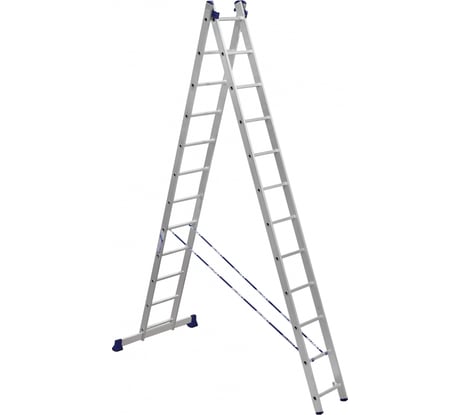 Лестница алюминиевая Алюмет 2х12 ступеней двухсекционная универсальная H2 5212