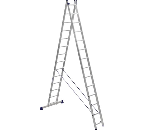 Лестница алюминиевая Алюмет 2х14 ступеней двухсекционная универсальная H2 5214