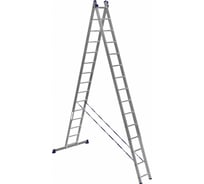 Лестница алюминиевая Алюмет 2х15 ступеней двухсекционная универсальная усиленная HS2 6215