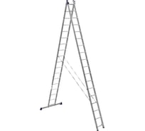 Лестница алюминиевая Алюмет 2х17 ступеней двухсекционная универсальная усиленная HS2 6217