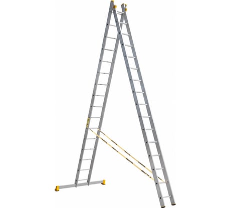 Лестница алюминиевая Алюмет 2х16 ступеней универсальная двухсекционная профессиональная P2 9216