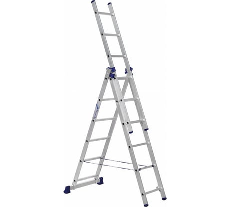 Лестница алюминиевая Алюмет 3х6 ступеней трехсекционная универсальная H3 5306