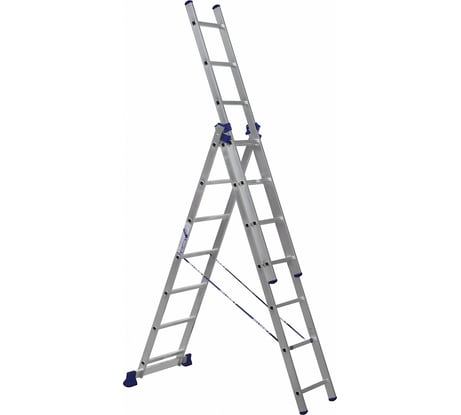Лестница алюминиевая Алюмет 3х7 ступеней трехсекционная универсальная H3 5307