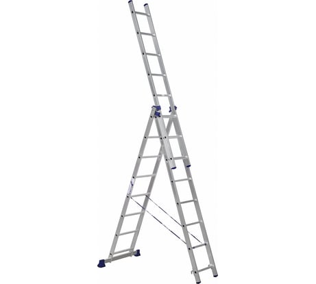 Лестница алюминиевая Алюмет 3х8 ступеней трехсекционная универсальная H3 5308