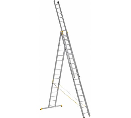 Лестница алюминиевая Алюмет 3х16 ступеней трехсекционная универсальная профессиональная P3 9316