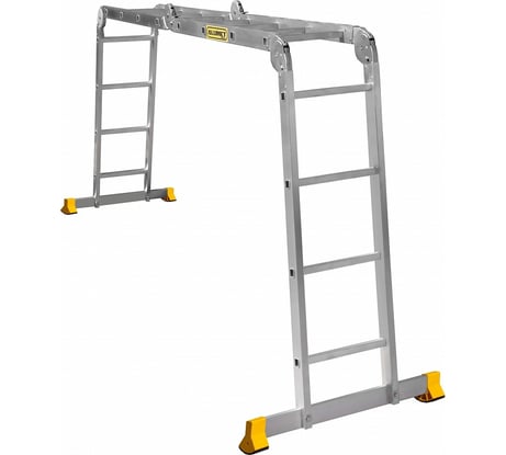 Лестница Алюмет шарнирная алюминиевая четырехсекционная профессиональная 4х4 ступеней. Серия Т4 Т444