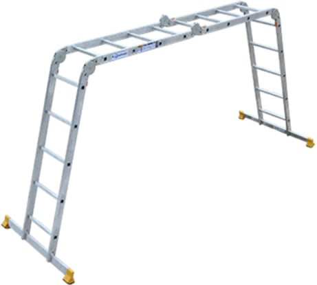Лестница Алюмет шарнирная алюминиевая четырехсекционная профессиональная 2х4+2х5 ступеней. Серия Т4 Т445