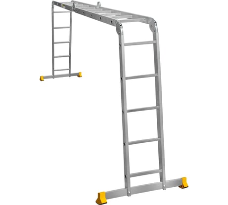 Лестница Алюмет шарнирная алюминиевая четырехсекционная профессиональная 4х5 ступеней. Серия Т4 Т455